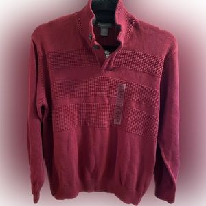 XXL Classy Holiday Cranberry Red Sweater with Fleece Collar Tricots St Raphael